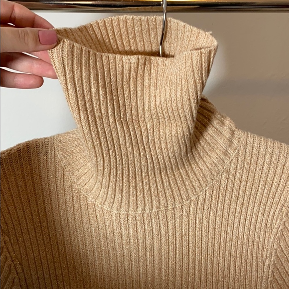Gold Turtleneck Sweater Dress Long Sleeve - Picture 6 of 7
